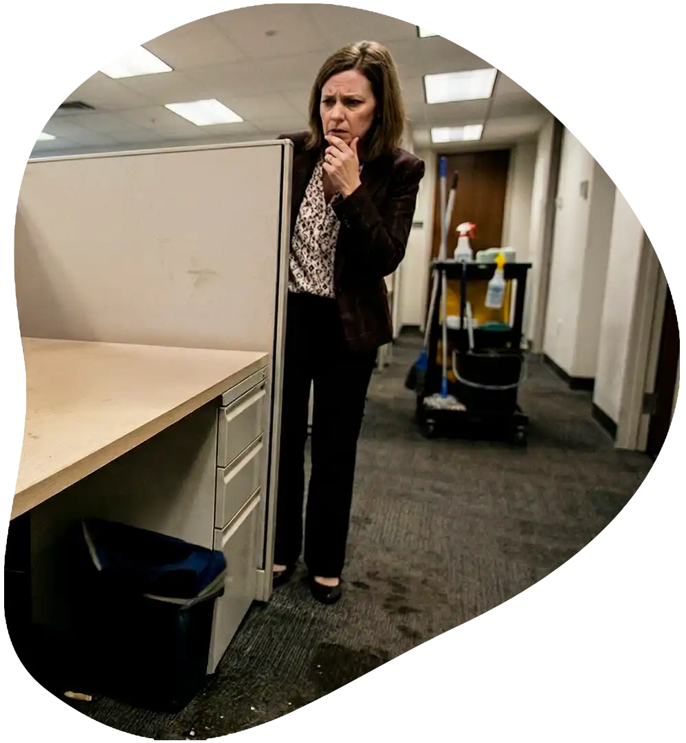 Espacio de trabajo descuidado por mala gestión de limpieza