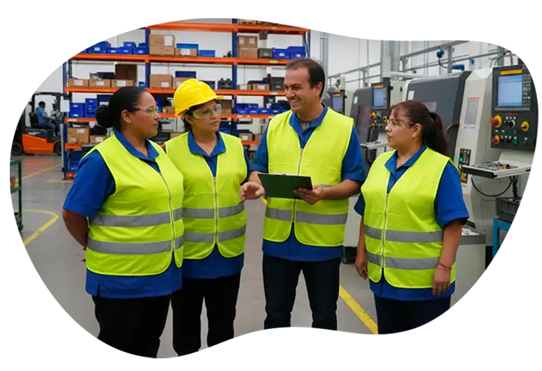 Supervisión de personal de limpieza en operación dentro de una empresa
